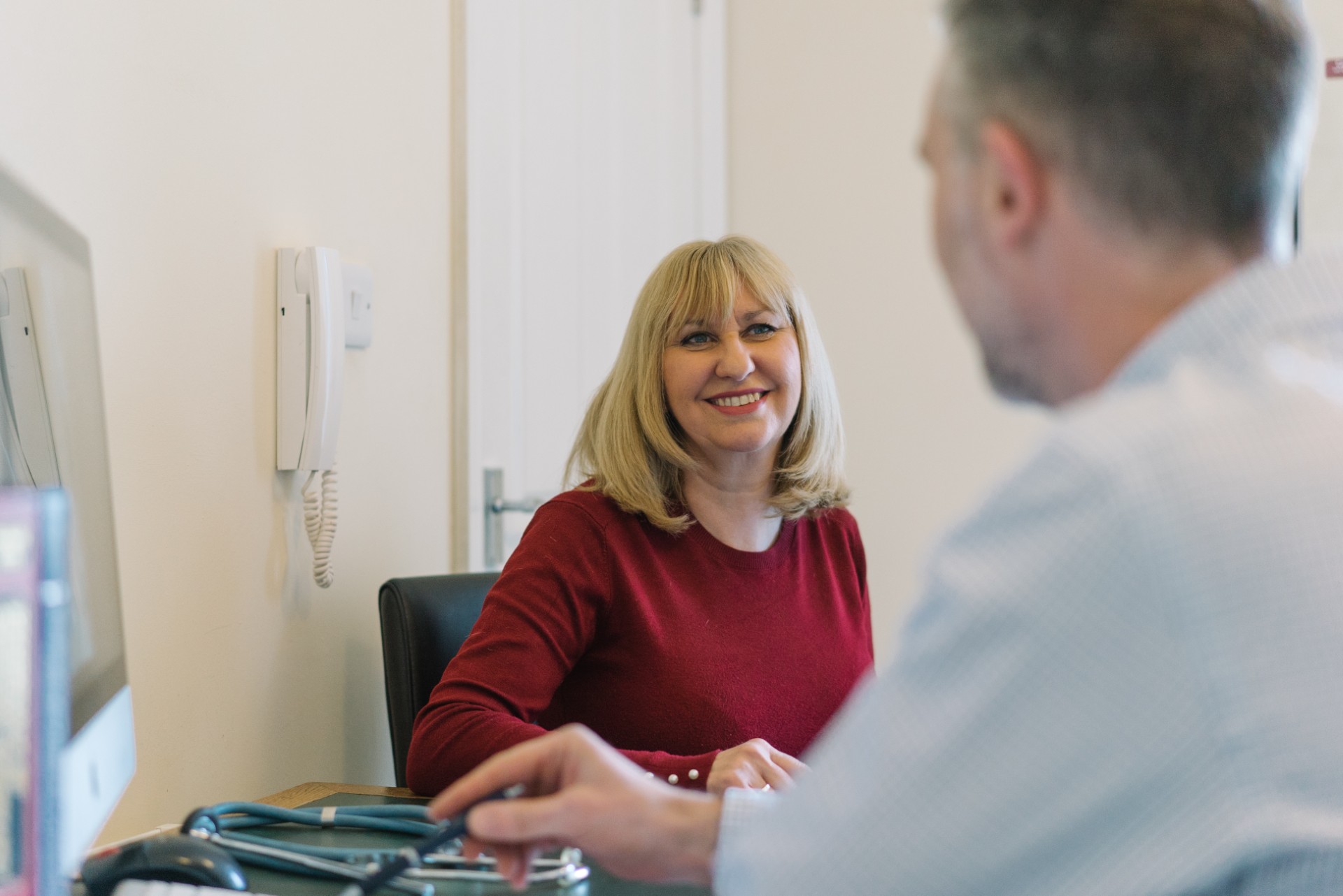 Image of Richard Taylor Chiropractor in consultation Portland Chiropractic UK